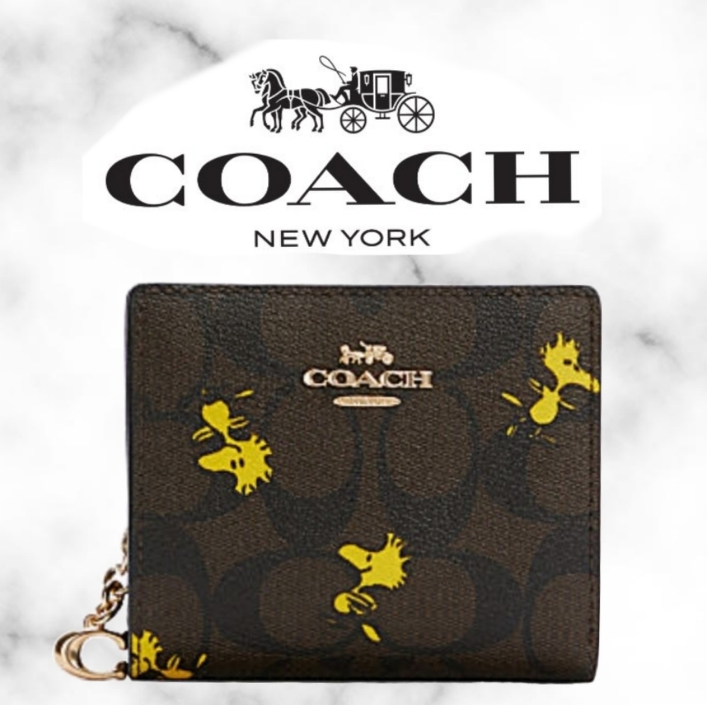 Coach Coach X Peanuts Snap Wallet With Woodstock Print
